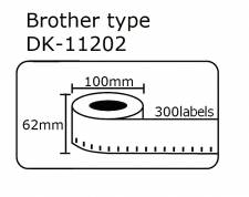 DK11202 DK-11202 Αυτοκόλλητη θερμική ετικέτα συμβατή Brother100mmX62mm